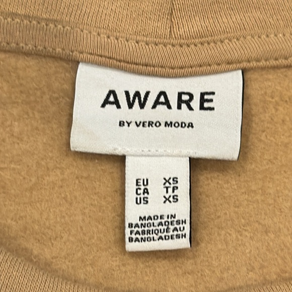 Aware by Vero Moda Sweatshirt Dress Pocket Dress Size XS Puff Sleeve Tan Comfy - Picture 3 of 13